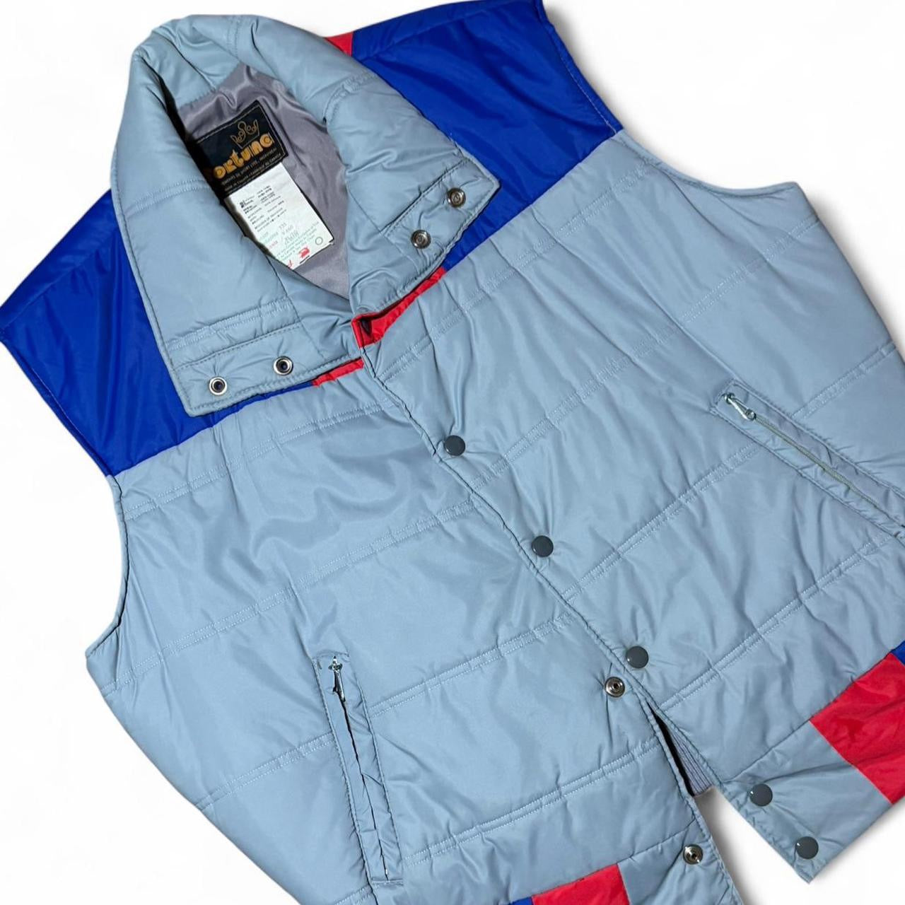 Vintage 80s Fortuna Colour Block Puffer Outdoor Button-Up Vest