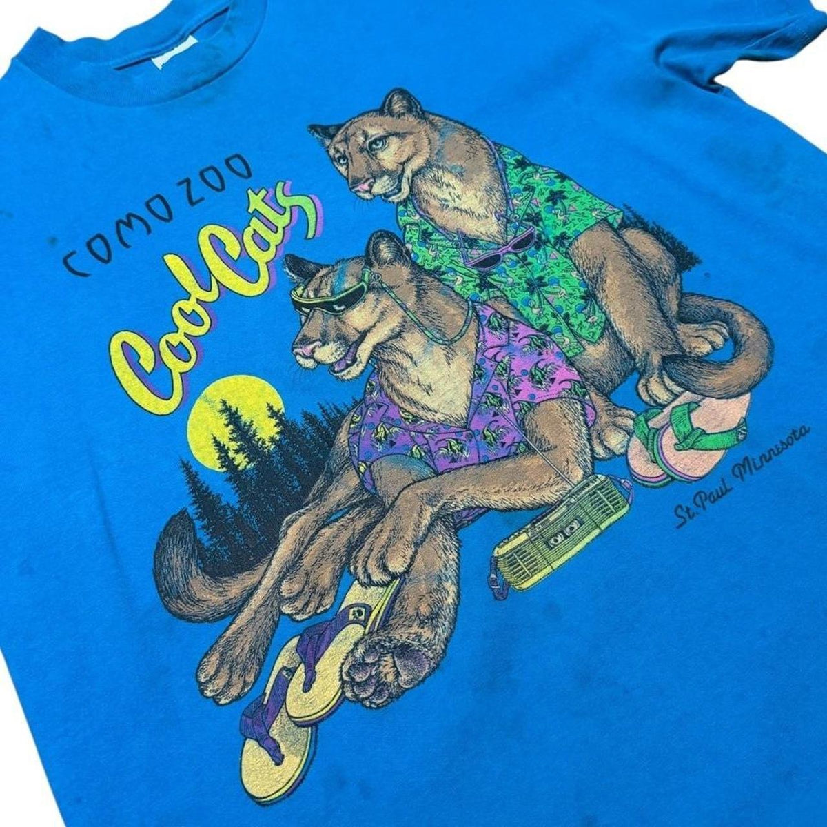 80s Distressed Como Zoo Cool Cats Minnesota Mountain Lion Nature T-shirt