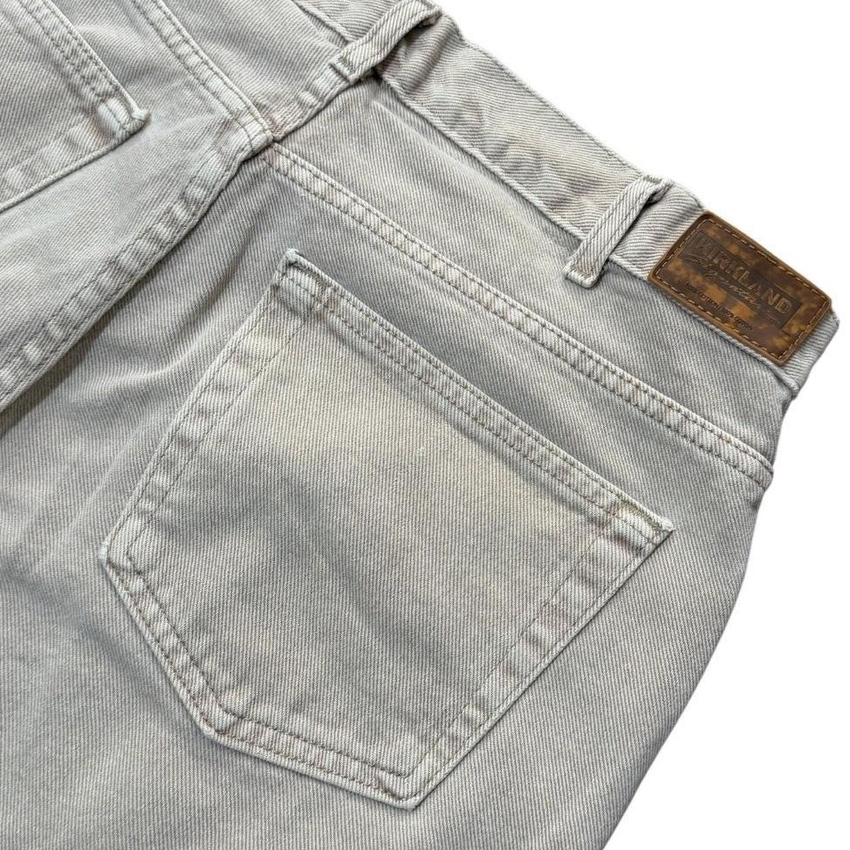 90s Kirkland Signature Mens Relaxed Jeans Beige Tan Stone Wash 34" Pants