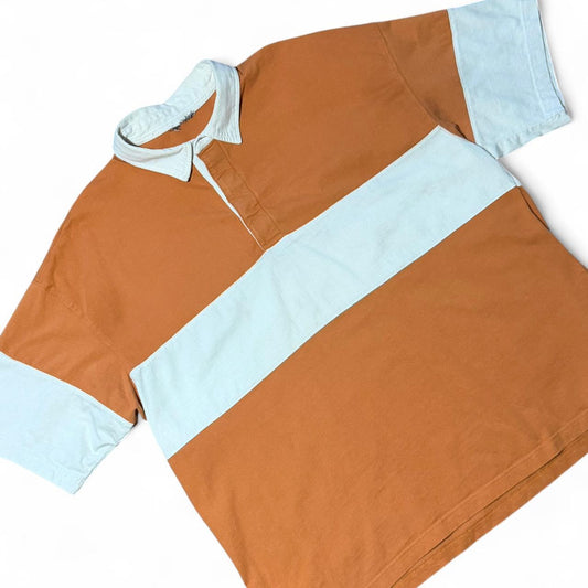 Vintage 90s Rugby Polo Orange/White Plain Heavyweight Shirt