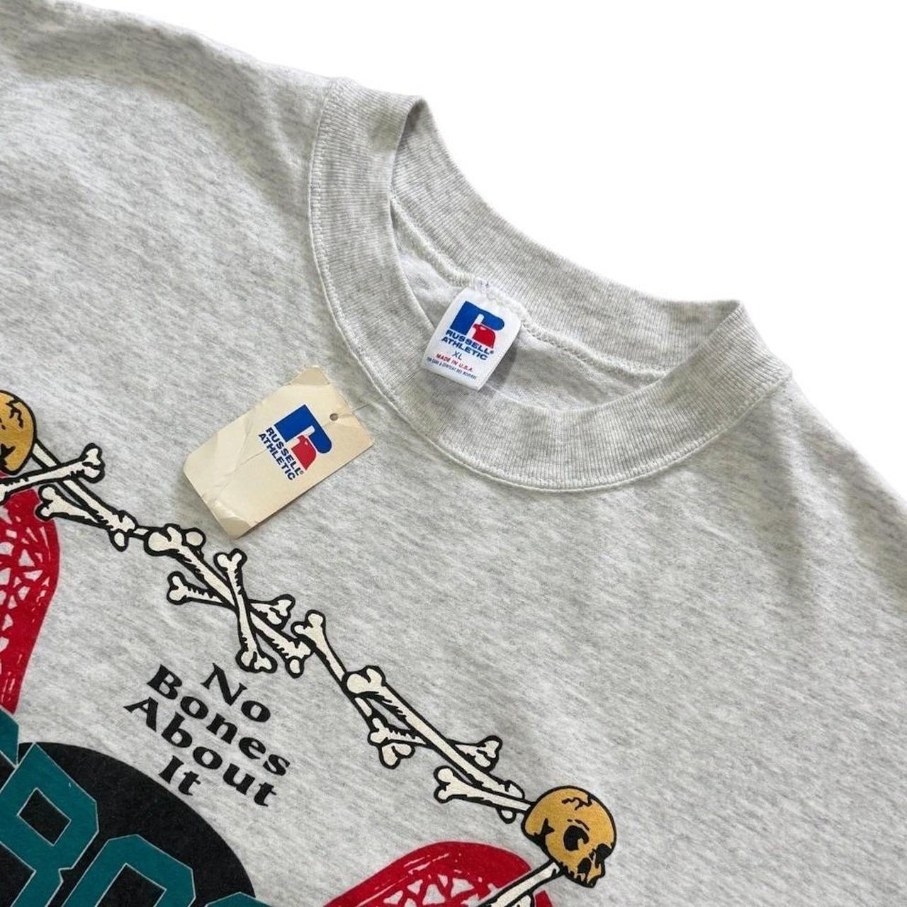 90s Deadstock Lacrosse Skull Cross Bones Sports Graphic Art NWT T-Shirt