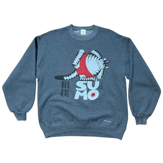 80s Hawaii Cat Sumo B Kliban Art Graphic Pullover Crazy Shirts Sweater