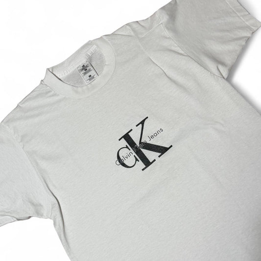 Vintage 90s Calvin Klein Deadstock Mis-sewn Error Print Logo Tee
