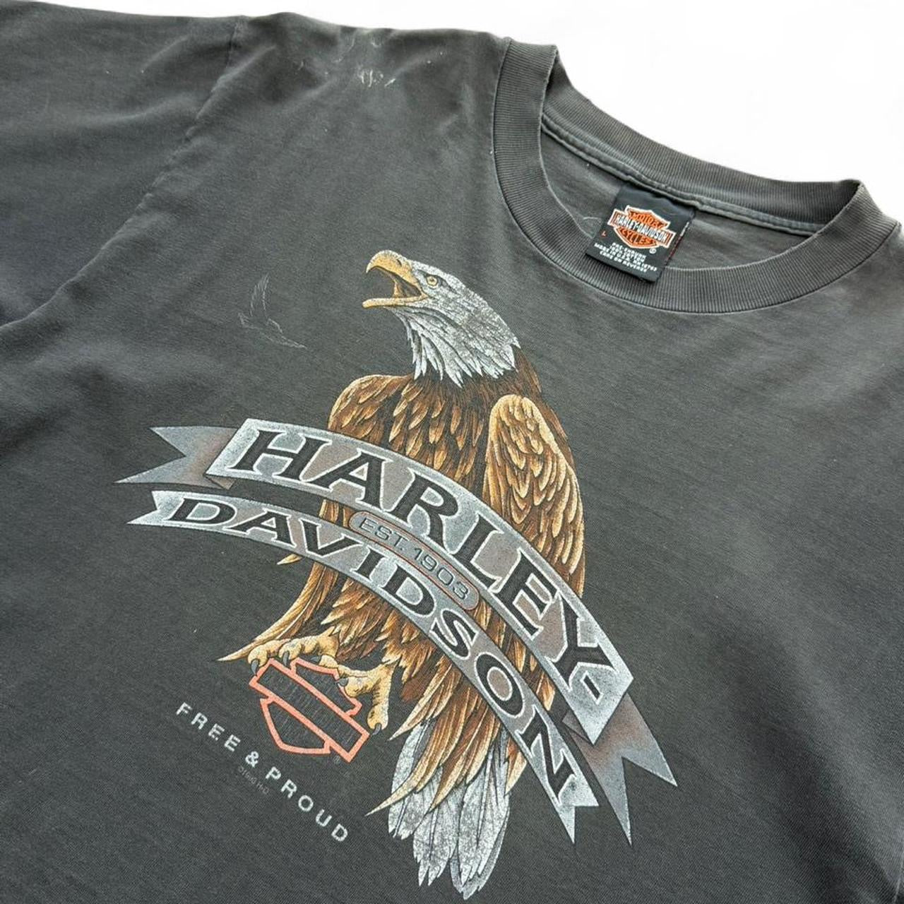 90s Harley Davidson Eagle Biker Motorcycle Faded Distressed T-shirt