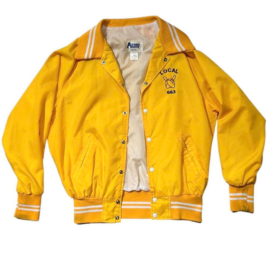 1980s Satin Yellow Astro Bowling Jacket